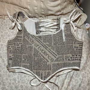 Stylish Newspaper Print Corset